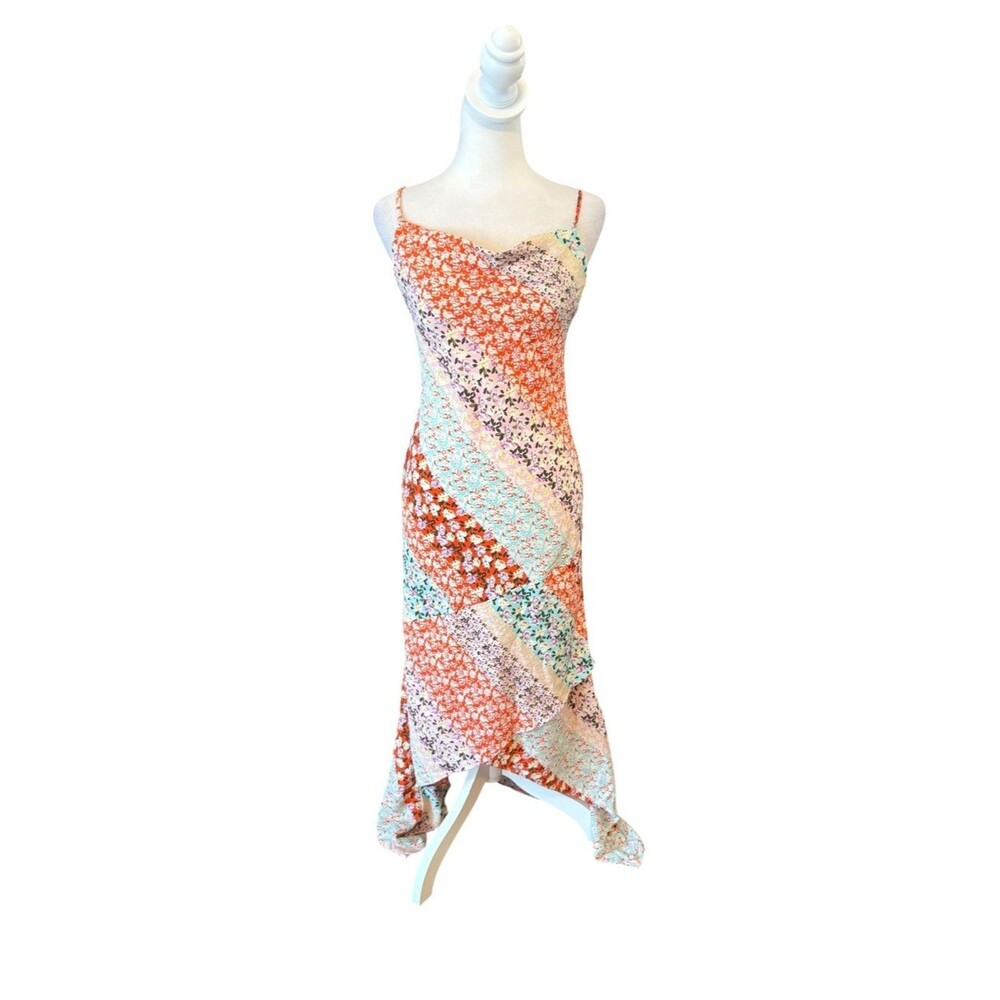 Altard State High Low Maxi Dress Floral Color Block Womens Size XS